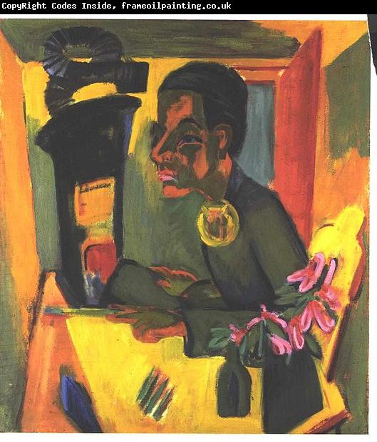 Ernst Ludwig Kirchner Selfportrait with easel